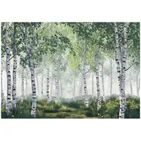 WallArena Fototapete 3D Effekt Wald Birken Bäume Tapete Wohnzimmer