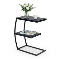 Relaxdays Beistelltisch, C-Form, 2 Ablagen, HBT 58,5 x 47,5