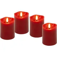 Goobay LED-Echtwachskerzen 4 St. rot