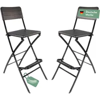 Lemodo Barhocker mit Lehne, Holz-Optik schwarz, klappbare Barstühle 2er