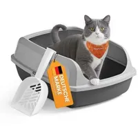 Songmics FEANDREA Katzenklo mit hohen Seitenwänden, offene Katzentoilette, mit