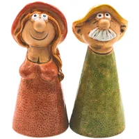 Dekohelden24 Keramik Zaunstecker Mann und Frau als 2er Set,