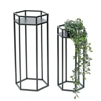 DanDiBo Ambiente DanDiBo Blumenhocker Metall Schwarz 6eck Blumenständer Beistelltisch