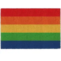 Relaxdays Fußmatte Kokos, Regenbogen, 60x40 cm, rutschfest, wetterfest, Fußabstreifer