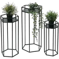 DanDiBo Ambiente DanDiBo Blumenhocker Metall Schwarz 6eck Blumenständer Beistelltisch