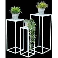 DanDiBo Ambiente DanDiBo Blumenhocker Metall Weiß Eckig Blumenständer Beistelltisch