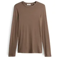 Opus Longsleeve mit geripptem Rundhalsausschnitt Modell SIFA Hellbraun, 38