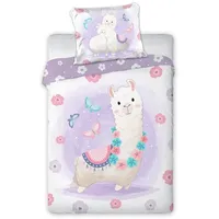 MCU FARO Lamas Babybettwäsche Kinderbettwäsche Wendemotiv Blüten Schmetterlinge Bettdecke