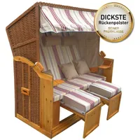 Brast Xxl Strandkorb 3-sitzer Usedom rot/beige gestreift