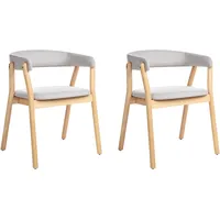 Beliani Esszimmerstuhl 2er Set MYLO Holz Hellgrau