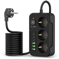 Northix Steckdosenleiste 2 m Schwarz 3 St.