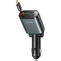 Joyroom 3-in-1 Autoladegerät mit einziehbarem Kabel Dunkelgrau