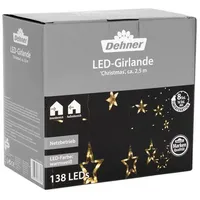 Dehner LED-Girlande Sterne, 138 LEDs, warmweiß, ca. B250/H90/T1,5 cm,