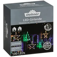 Dehner LED-Girlande, bunt, ca. L140/B70 cm, Transparent