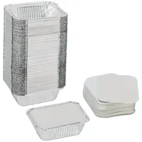 Relaxdays Aluschalen mit Deckel 100er Set Silber