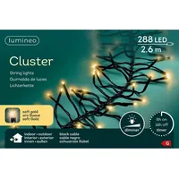 Lumineo LED-Lichterkette Cluster 2,6 m Soft Gold Schwarz