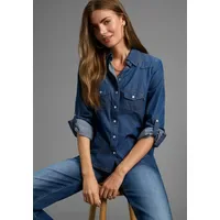 Arizona Jeansbluse mit Druckknöpfen in Perlmuttoptik Blau 38