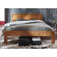 MASSIVMOEBEL24.DE Bett Sheesham 160x200x83 braun geölt NATURE BROWN #521
