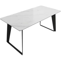 Magnolia home Esstisch 160x80cm weiße Keramikplatte schwarze U-Form Beine