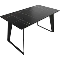 Magnolia home Esstisch 140x80cm schwarze Keramikplatte schwarze U-Form Beine