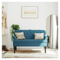 VidaXL Sitzbank mit Rückenlehne Blau 119,5x64,5x75 cm Samt