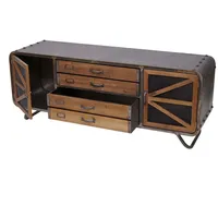 MCW Kommode, Industrial Tanne Holz Metall 55x139x41cm, braun-schwarz