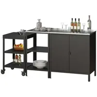Casa.pro Outdoorset Bolognano Standregal Schrank und Servierwagen Schwarz, matt