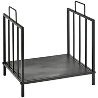 Outsunny Kaminholzregal Schwarz Metall 33x46.5x44.5 cm, Kleinmöbel, Kamine ,