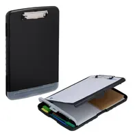 Relaxdays 6x Klemmbrett mit Fach Schwarz,Silber,Transparent