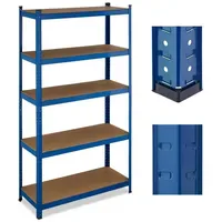 Relaxdays 2x Blaues Schwerlastregal Blau,Hellbraun