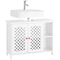 SoBuy Waschbeckenunterschrank mit 2 Türen Weiß 80x31,5x60,5cm Modern
