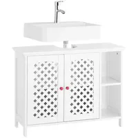 SoBuy Waschbeckenunterschrank mit 2 Türen Weiß 80x31,5x60,5cm Modern