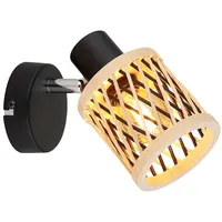 GLOBO Wandleuchte Wohnzimmerlampe Flurleuchte schwarz matt Bambus H 13,5
