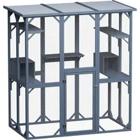 Wiltec Freilaufgehege Katzen 170x88x180cm Katzenfreigehege Holz mit Asphaltdach, Außengehege