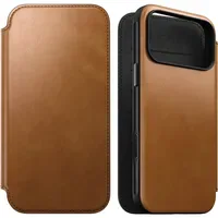 Nomad iPhone 17 Pro Lederhülle mit Klappe bronze