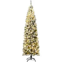 Costway Bleistift Weihnachtsbaum mit Schnee/Weiß 225 cm
