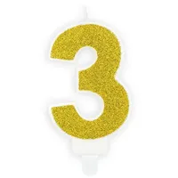 OEM Geburtstagskerze Zahl 3 7 cm gold