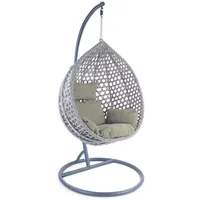 RAMROXX Luxus Hängesessel Style XL Polyrattan mit Korb grau