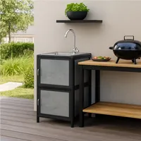Hti-Living Spüle mit Unterschrank für Outdoorküche Grau