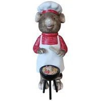 FD Dekofigur Maus mit Grill groß 19 cm bunt