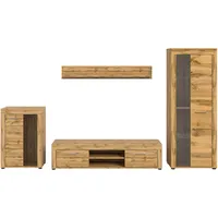 MID.YOU Wohnwand Jam Eiche Wotan Kunststoff, 4-teilig, 3 Fächer,