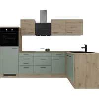 Flex-Well Winkelküche L-Form 280 x 170 cm Schilfgrün matt