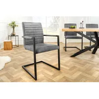 Riess-Ambiente Stuhl LOFT vintage grau Armlehnen Eisengestell Esszimmerstuhl Freischwinger