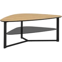 FineBuy Couchtisch Nierenförmig Braun Eiche 110 x 65 x