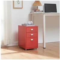 [en.casa] Rollcontainer Kökar mit 3 Schubladen 48x28x41 cm Rot