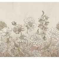 Art for the home Fototapete Gedämpfte Blumenmuster Beige, 280x300cm