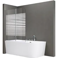 SoGood doporro Duschwand für Badewanne Badewannenaufsatz 120x140cm Duschabtrennung 6mm