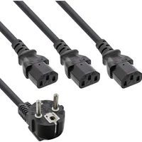 InLine 20er B-Pack Netz-Y-Kabel, 1x Schutzkontakt / 3x Kaltgeräte,