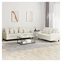 VidaXL 2-tlg. Sofagarnitur mit Kissen Creme Samt