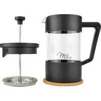 MILU French Press 600ml 4 Tassen Schwarz/Transparent